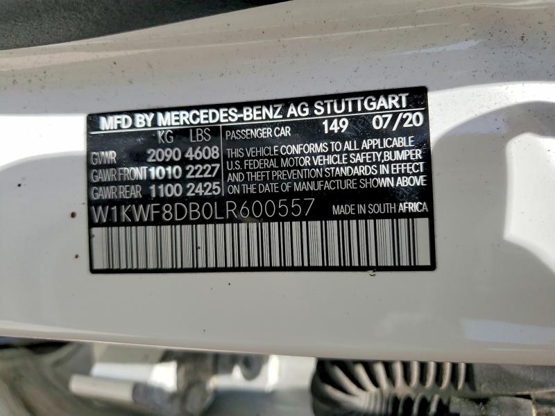 Aukcja sprzedaży 2020 Mercedes-benz C, vin: W1KWF8DB0LR600557, numer aukcji: 55379836