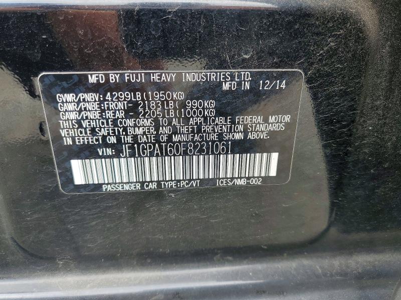 Aukcja sprzedaży 2015 Subaru Impreza, vin: JF1GPAT60F8231061, numer aukcji: 52574016