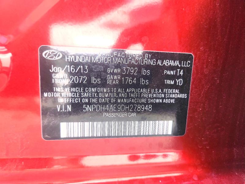 Продажа на аукционе авто 2013 Hyundai Elantra, vin: 5NPDH4AE9DH278948, номер лота: 52855996