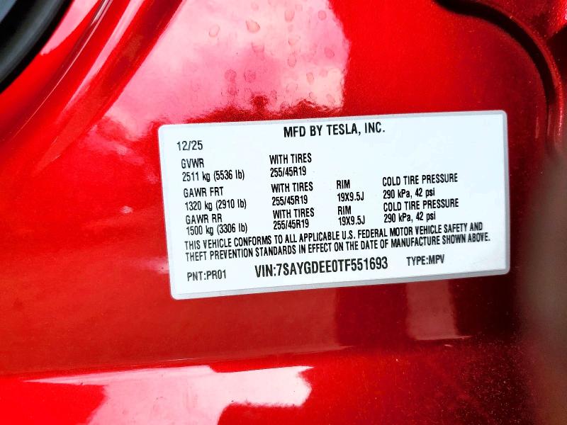 Продажа на аукционе авто 2026 Tesla Model Y, vin: 7SAYGDEE0TF551693, номер лота: 54132446