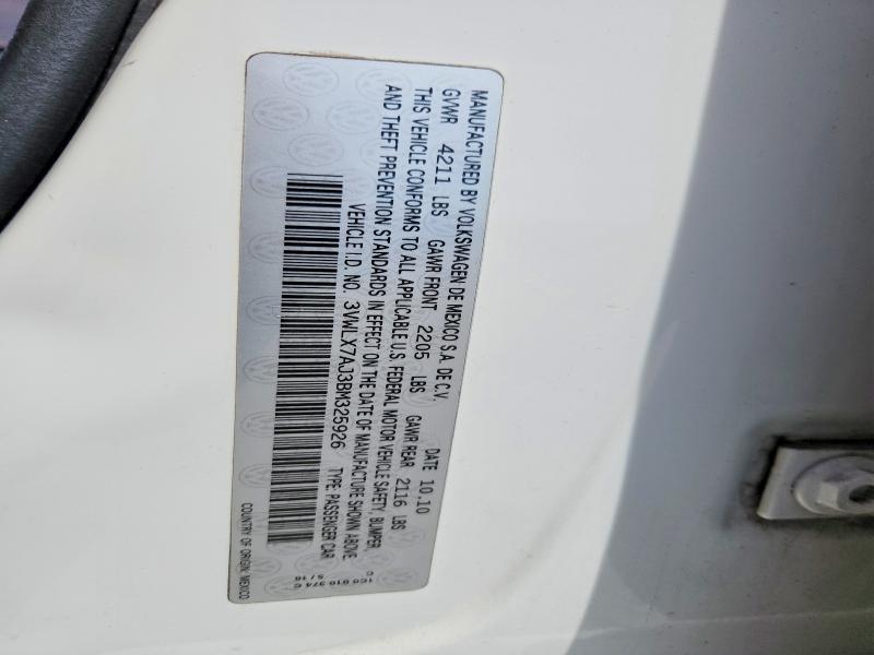 2011 Volkswagen Jetta მანქანა იყიდება აუქციონზე, vin: 3VWLX7AJ3BM325926, აუქციონის ნომერი: 52409256