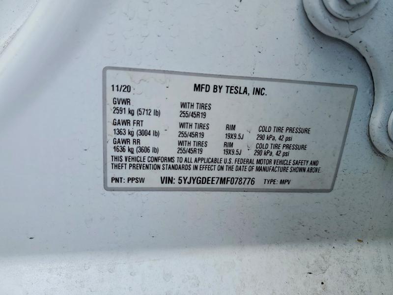 Продажа на аукционе авто 2021 Tesla Model Y, vin: 5YJYGDEE7MF078776, номер лота: 52957186