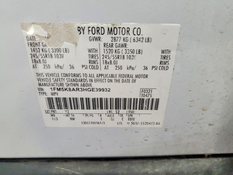 Aukcja sprzedaży 2017 Ford Explorer, vin: 1FM5K8AR3HGE39932, numer aukcji: 52037916
