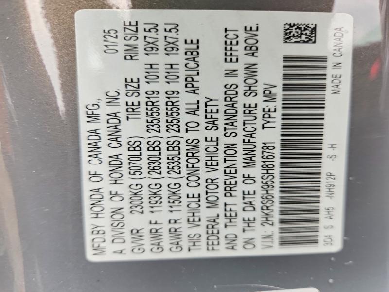Продаж на аукціоні авто 2025 Honda Cr-v, vin: 2HKRS6H95SH816781, номер лоту: 54697556