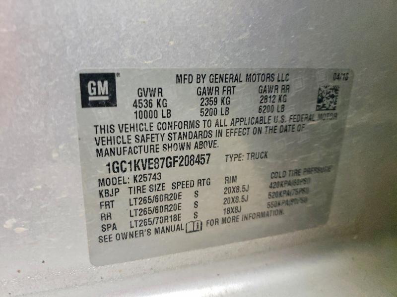Aukcja sprzedaży 2016 Chevrolet Silverado, vin: 1GC1KVE87GF208457, numer aukcji: 52381206
