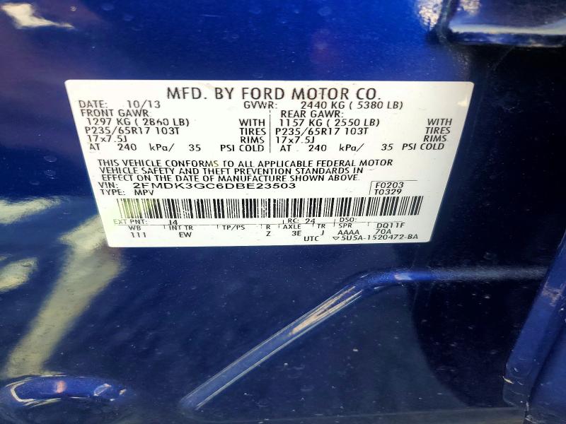 52945316 :رقم المزاد ، 2FMDK3GC6DBE23503 vin ، 2013 Ford Edge مزاد بيع