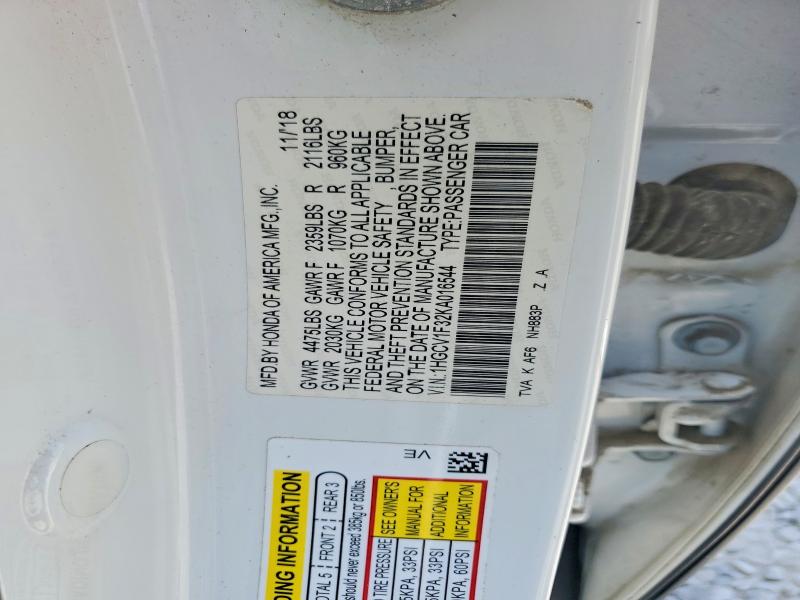 Aukcja sprzedaży 2019 Honda Accord Sport, vin: 1HGCV1F32KA016544, numer aukcji: 54622736