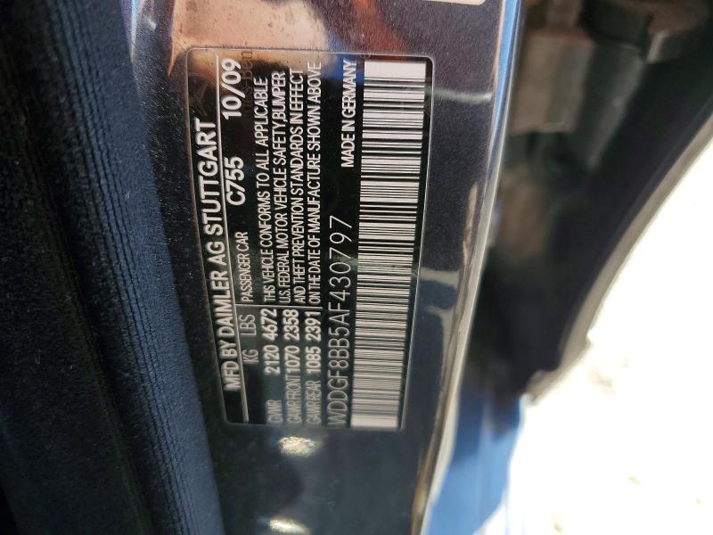 52749956 :رقم المزاد ، WDDGF8BB5AF430797 vin ، 2010 Mercedes-benz C مزاد بيع