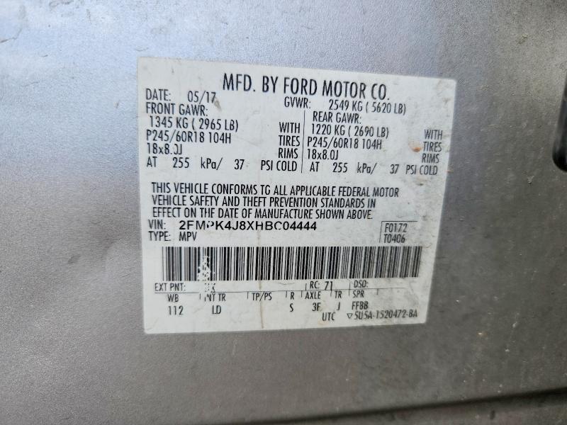 Aukcja sprzedaży 2017 Ford Edge, vin: 2FMPK4J8XHBC04444, numer aukcji: 55447696