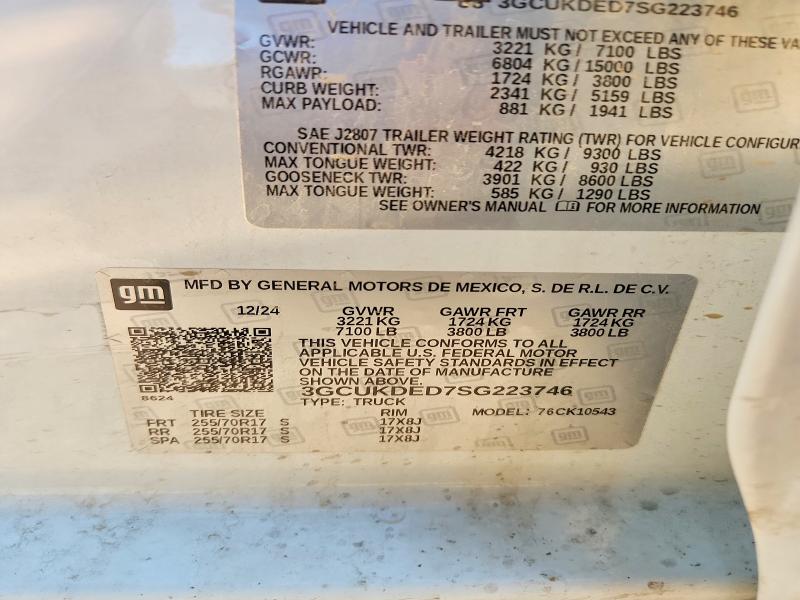 52054326 :رقم المزاد ، 3GCUKDED7SG223746 vin ، 2025 Chevrolet Silverado مزاد بيع