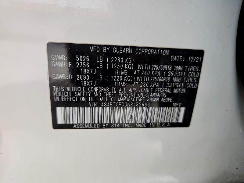Продажа на аукционе авто 2022 Subaru Outback, vin: 4S4BTGPD3N3182666, номер лота: 51767546
