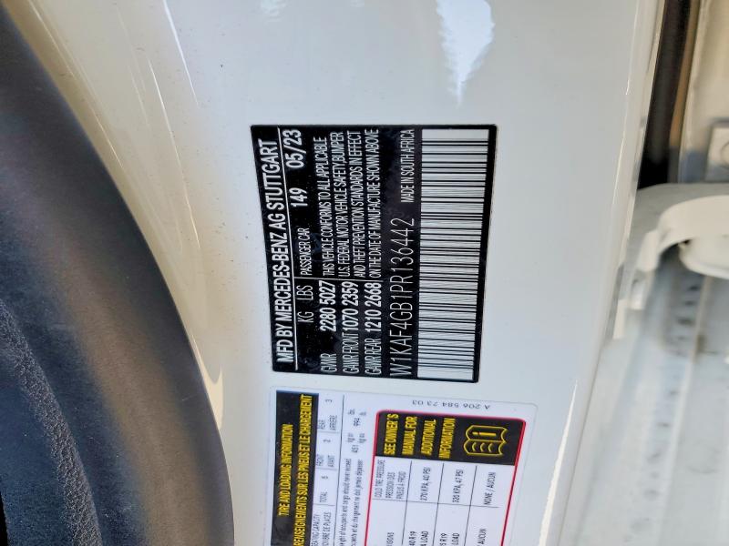 52591496 :رقم المزاد ، W1KAF4GB1PR136442 vin ، 2023 Mercedes-benz C مزاد بيع