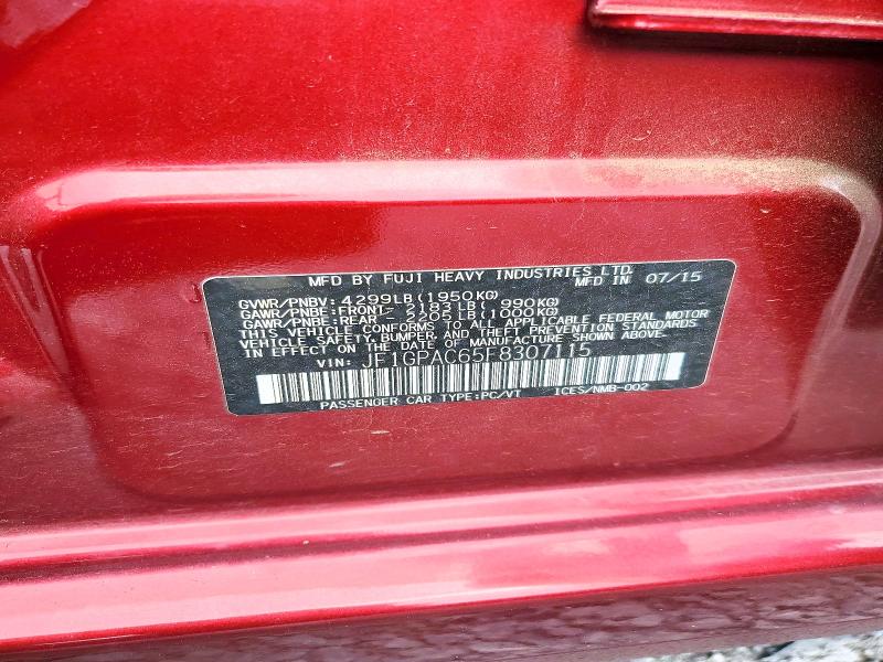2015 Subaru Impreza მანქანა იყიდება აუქციონზე, vin: JF1GPAC65F8307115, აუქციონის ნომერი: 52718356