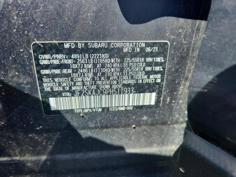 Aukcja sprzedaży 2023 Subaru Forester, vin: JF2SKAJC9PH511933, numer aukcji: 52096026
