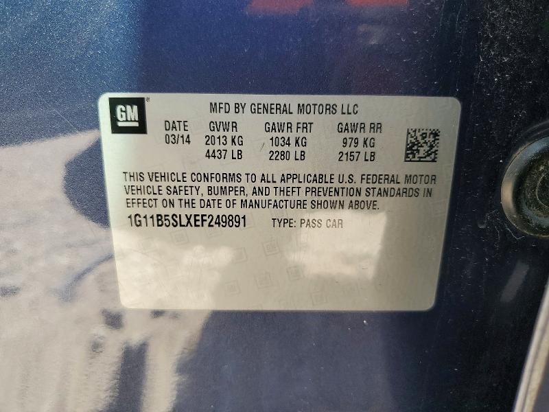 Aukcja sprzedaży 2014 Chevrolet Malibu, vin: 1G11B5SLXEF249891, numer aukcji: 53717696