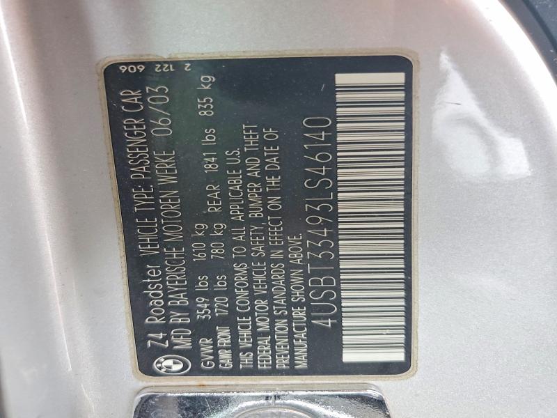 Aukcja sprzedaży 2003 Bmw Z4, vin: 4USBT33493LS46140, numer aukcji: 52472426