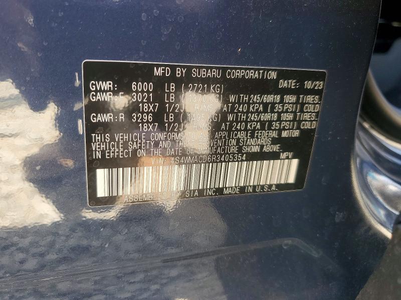 53415246 :رقم المزاد ، 4S4WMACD6R3405354 vin ، 2024 Subaru Ascent مزاد بيع