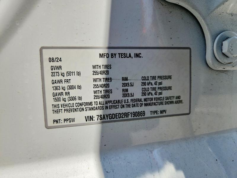 Aukcja sprzedaży 2024 Tesla Model Y, vin: 7SAYGDED2RF190869, numer aukcji: 53067986