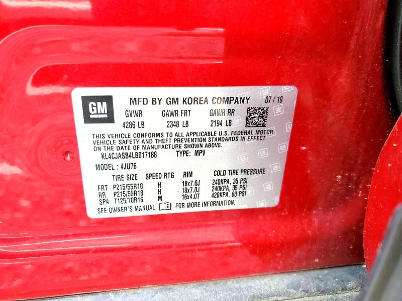 Aukcja sprzedaży 2020 Buick Encore, vin: KL4CJASB4LB017188, numer aukcji: 52008266