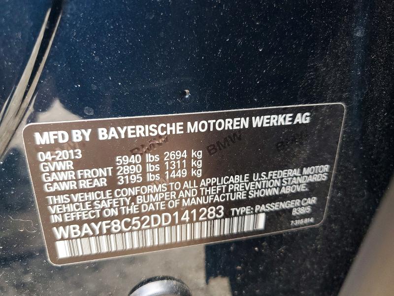 Продаж на аукціоні авто 2013 Bmw 750, vin: WBAYF8C52DD141283, номер лоту: 52934436