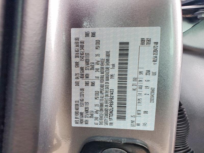 54689036 :رقم المزاد ، 1FTEW2LP8SFB21433 vin ، 2025 Ford F150 مزاد بيع