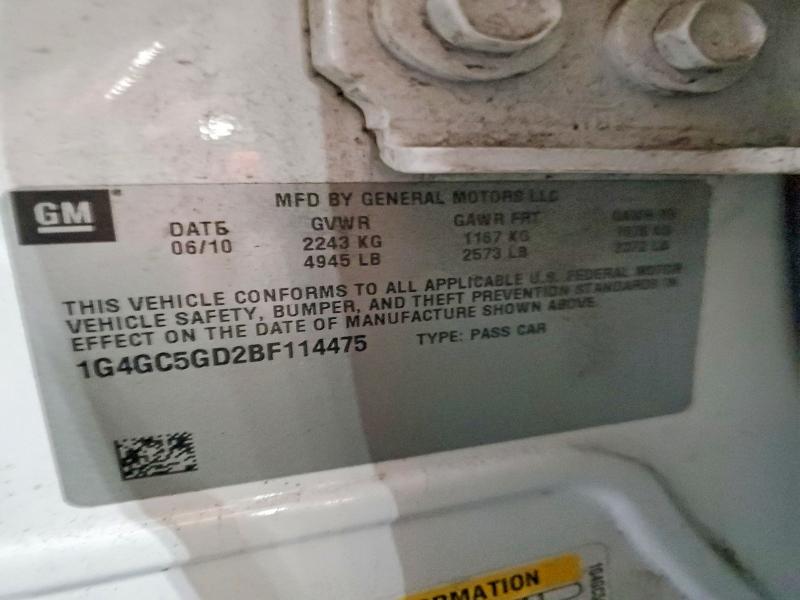 52801856 :رقم المزاد ، 1G4GC5GD2BF114475 vin ، 2011 Buick Lacrosse مزاد بيع
