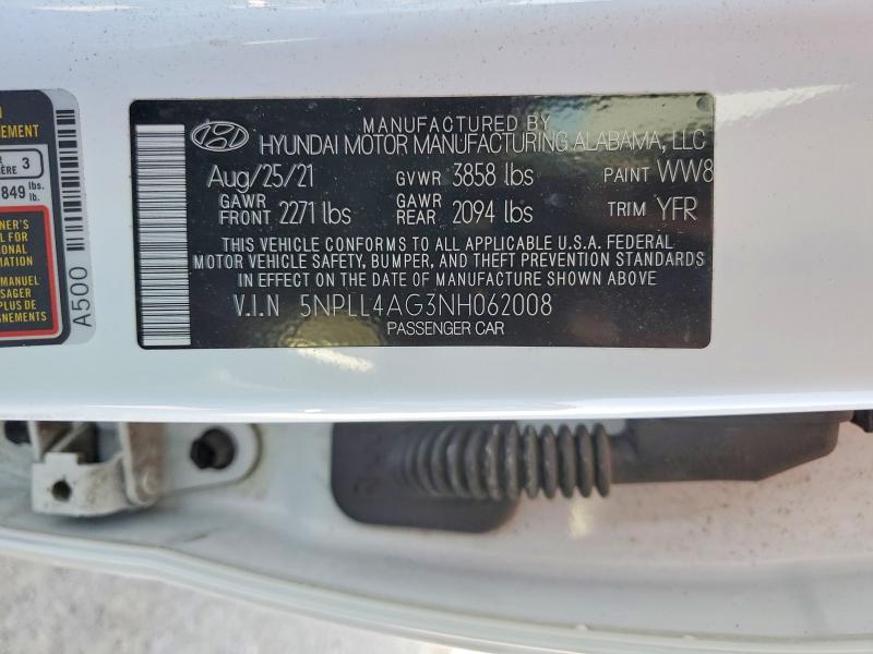 53403046 :رقم المزاد ، 5NPLL4AG3NH062008 vin ، 2022 Hyundai Elantra مزاد بيع