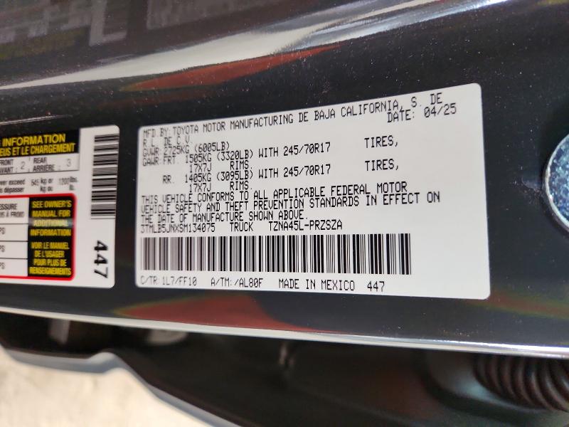 53965026 :رقم المزاد ، 3TMLB5JNXSM134075 vin ، 2025 Toyota Tacoma مزاد بيع