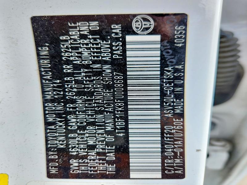 53212476 :رقم المزاد ، 4T1BF1FK8FU008687 vin ، 2015 Toyota Camry مزاد بيع