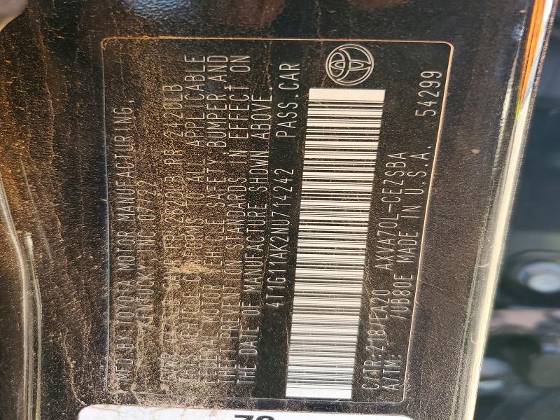 79591345 :رقم المزاد ، 4T1G11AK2NU714242 vin ، 2022 Toyota Camry مزاد بيع
