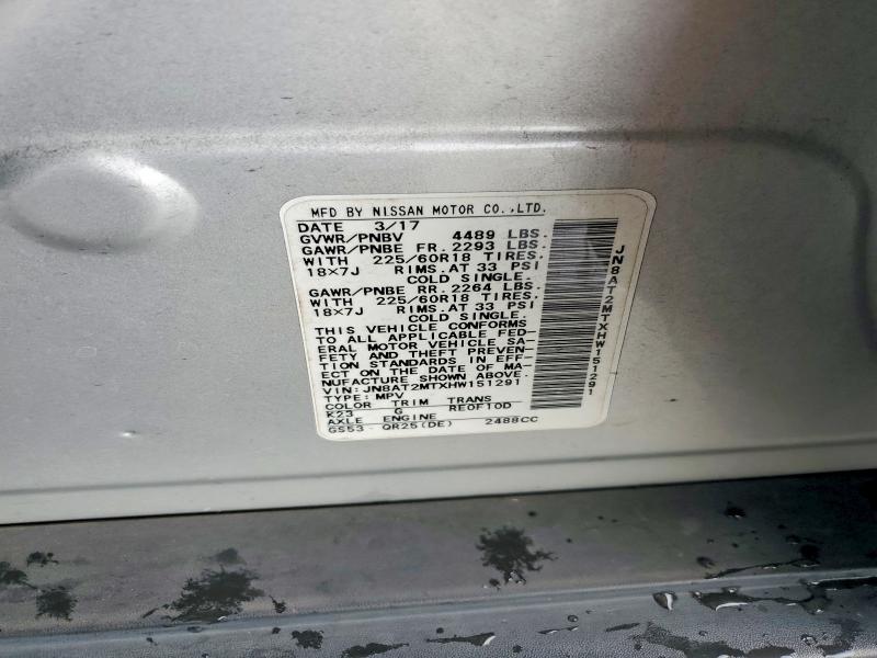 Aukcja sprzedaży 2017 Nissan Rogue, vin: JN8AT2MTXHW151291, numer aukcji: 54883966