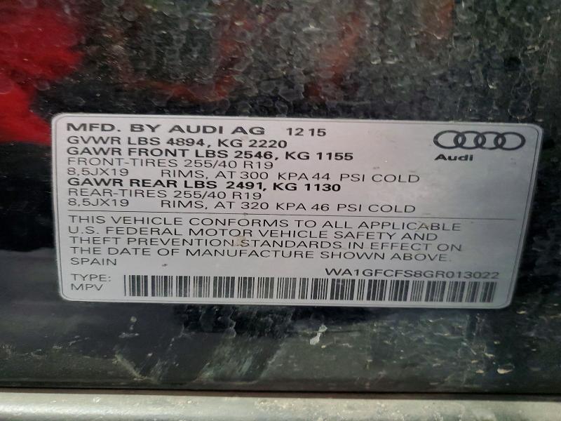 Продажа на аукционе авто 2016 Audi Q3, vin: WA1GFCFS8GR013022, номер лота: 55169506