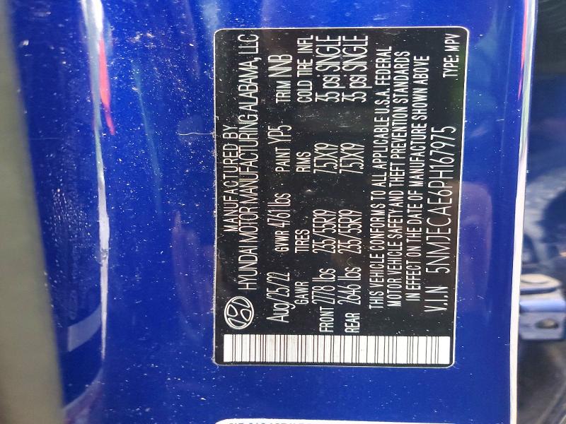 52969686 :رقم المزاد ، 5NMJECAE6PH167975 vin ، 2023 Hyundai Tucson مزاد بيع