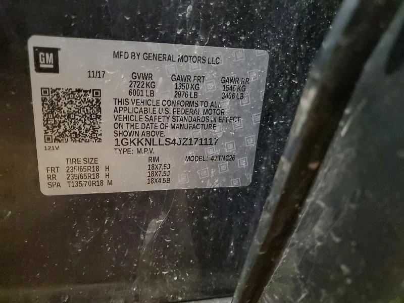 Aukcja sprzedaży 2018 Gmc Acadia, vin: 1GKKNLLS4JZ171117, numer aukcji: 52202516