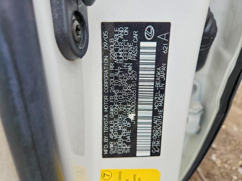 Продаж на аукціоні авто 2006 Lexus Es, vin: JTHBA30G265151257, номер лоту: 52164456