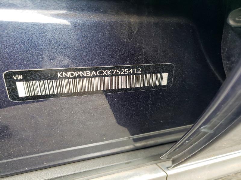 53760076 :رقم المزاد ، KNDPN3ACXK7525412 vin ، 2019 Kia Sportage مزاد بيع