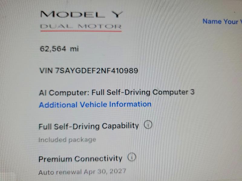 Продаж на аукціоні авто 2022 Tesla Model Y, vin: 7SAYGDEF2NF410989, номер лоту: 54264626