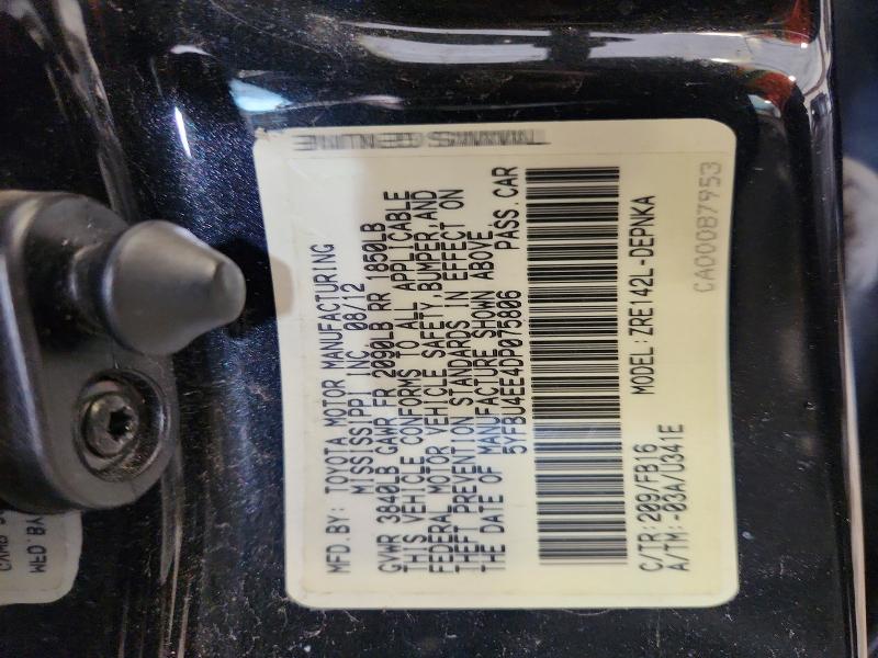 Aukcja sprzedaży 2013 Toyota Corolla, vin: 5YFBU4EE4DP075806, numer aukcji: 54196436