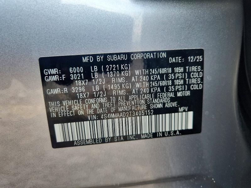 54069946 :رقم المزاد ، 4S4WMAAD2T3405152 vin ، 2026 Subaru Ascent مزاد بيع