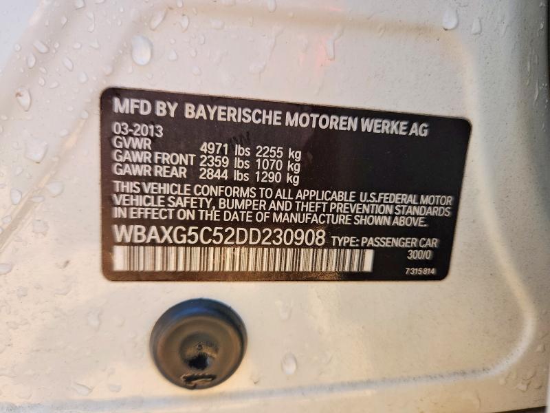 2013 Bmw 528 მანქანა იყიდება აუქციონზე, vin: WBAXG5C52DD230908, აუქციონის ნომერი: 53234316