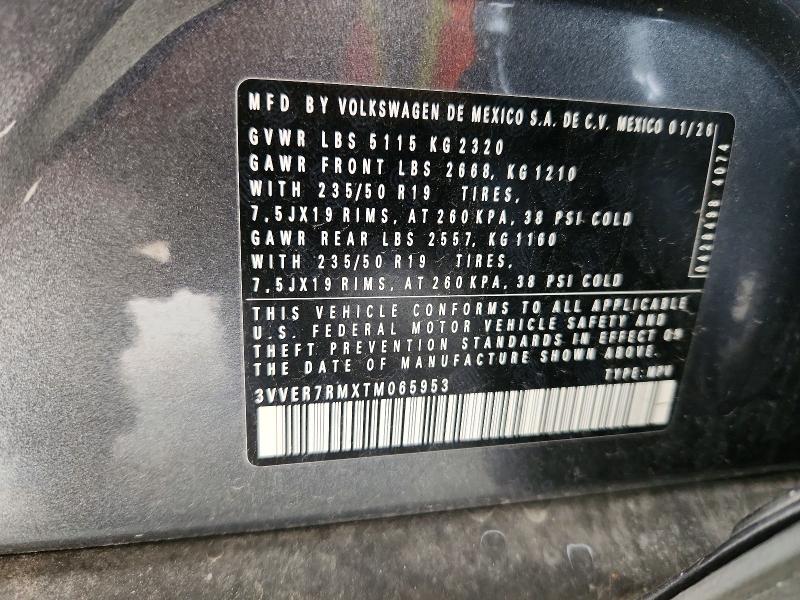 52362486 :رقم المزاد ، 3VVER7RMXTM065953 vin ، 2026 Volkswagen Tiguan مزاد بيع