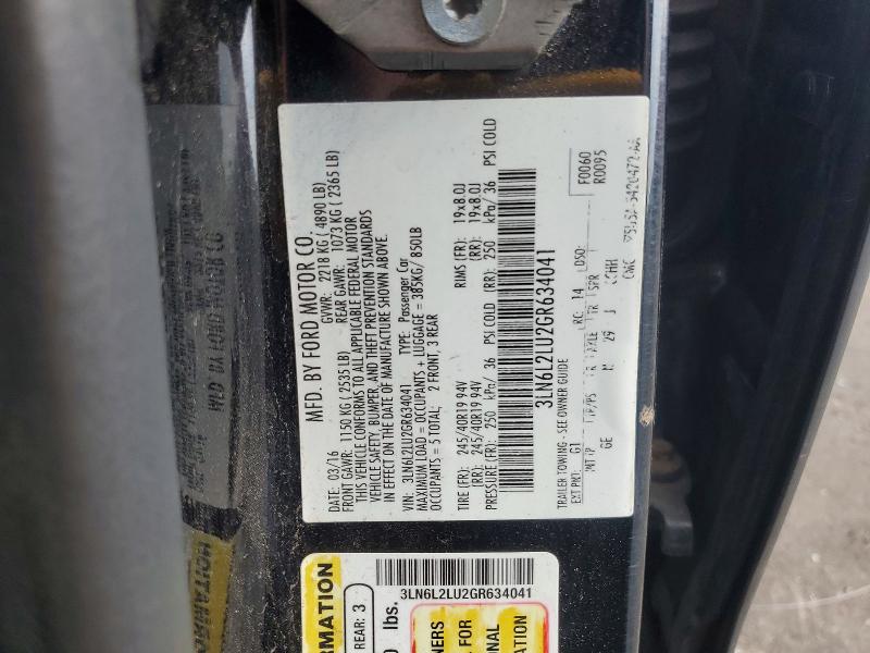 Aukcja sprzedaży 2016 Lincoln Mkz, vin: 3LN6L2LU2GR634041, numer aukcji: 52821946