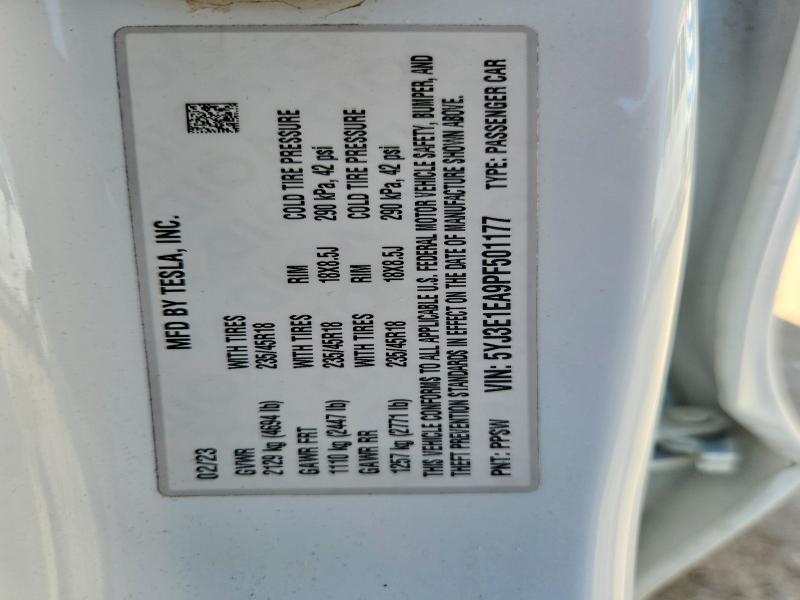 Продаж на аукціоні авто 2023 Tesla Model 3, vin: 5YJ3E1EA9PF501177, номер лоту: 54694976