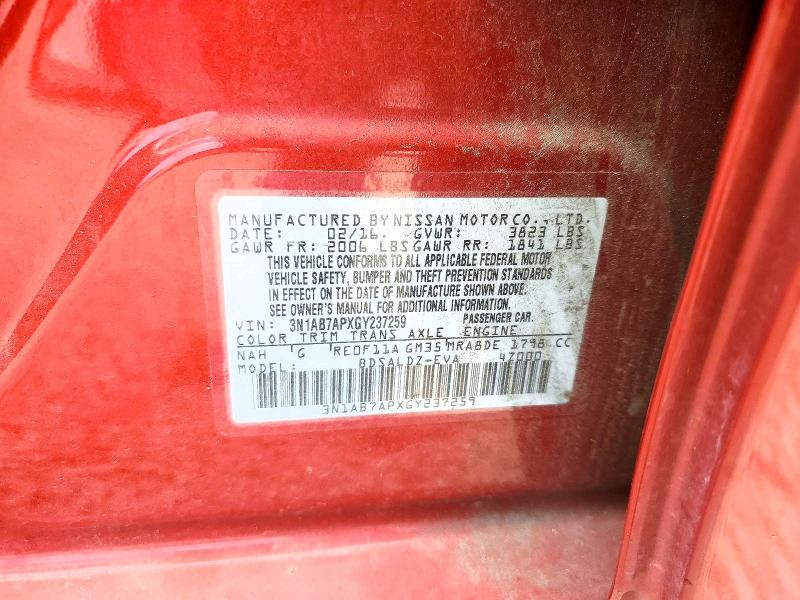 Aukcja sprzedaży 2016 Nissan Sentra, vin: 3N1AB7APXGY237259, numer aukcji: 55378416