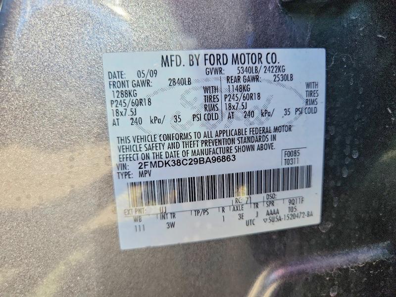 Aukcja sprzedaży 2009 Ford Edge, vin: 2FMDK38C29BA96863, numer aukcji: 53832606