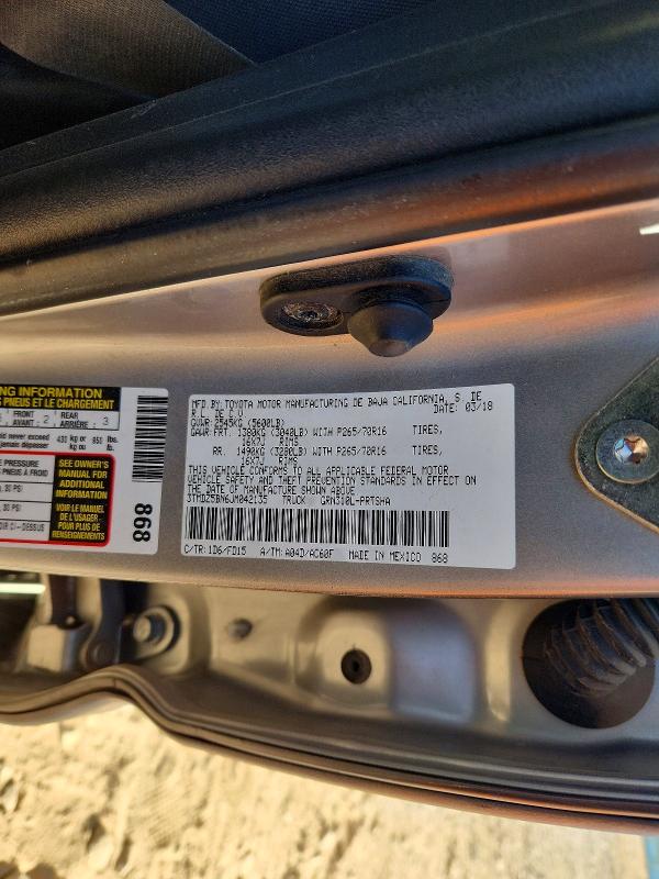Aukcja sprzedaży 2018 Toyota Tacoma, vin: 3TMDZ5BN6JM042135, numer aukcji: 53393356