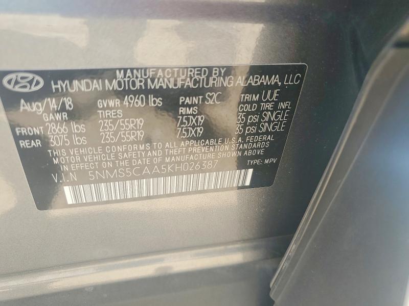 Продажа на аукционе авто 2019 Hyundai Santa Fe, vin: 5NMS5CAA5KH026387, номер лота: 53287006