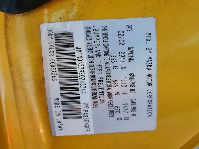 Продажа на аукционе авто 2002 Mazda Mx-5 Miata, vin: JM1NB353920228344, номер лота: 54474976