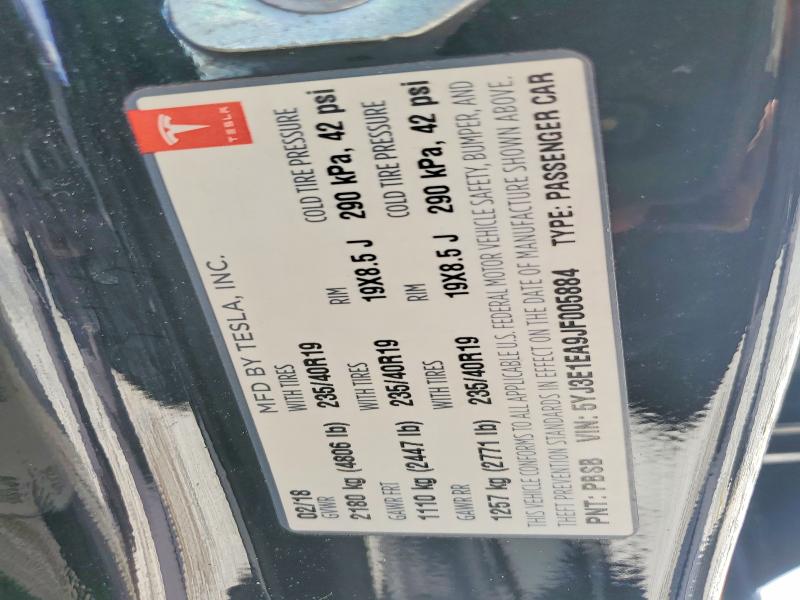 2018 Tesla Model 3 მანქანა იყიდება აუქციონზე, vin: 5YJ3E1EA9JF005884, აუქციონის ნომერი: 52575306