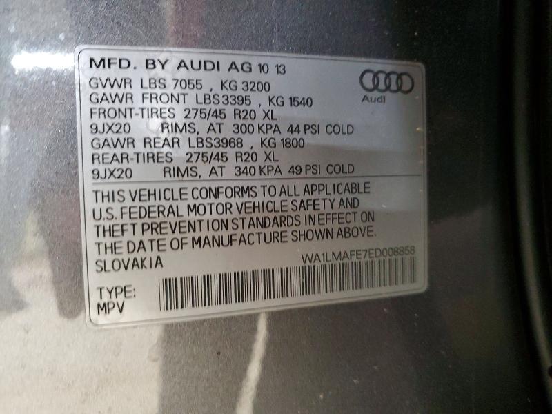 2014 Audi Q7 მანქანა იყიდება აუქციონზე, vin: WA1LMAFE7ED008858, აუქციონის ნომერი: 52728906